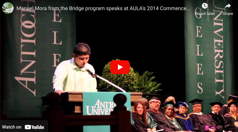 Manuel Mora from the Bridge program speaks at AULA's 2014 Commencement